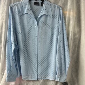 Laura Scott Light Blue Polka Dot Blouse size 16